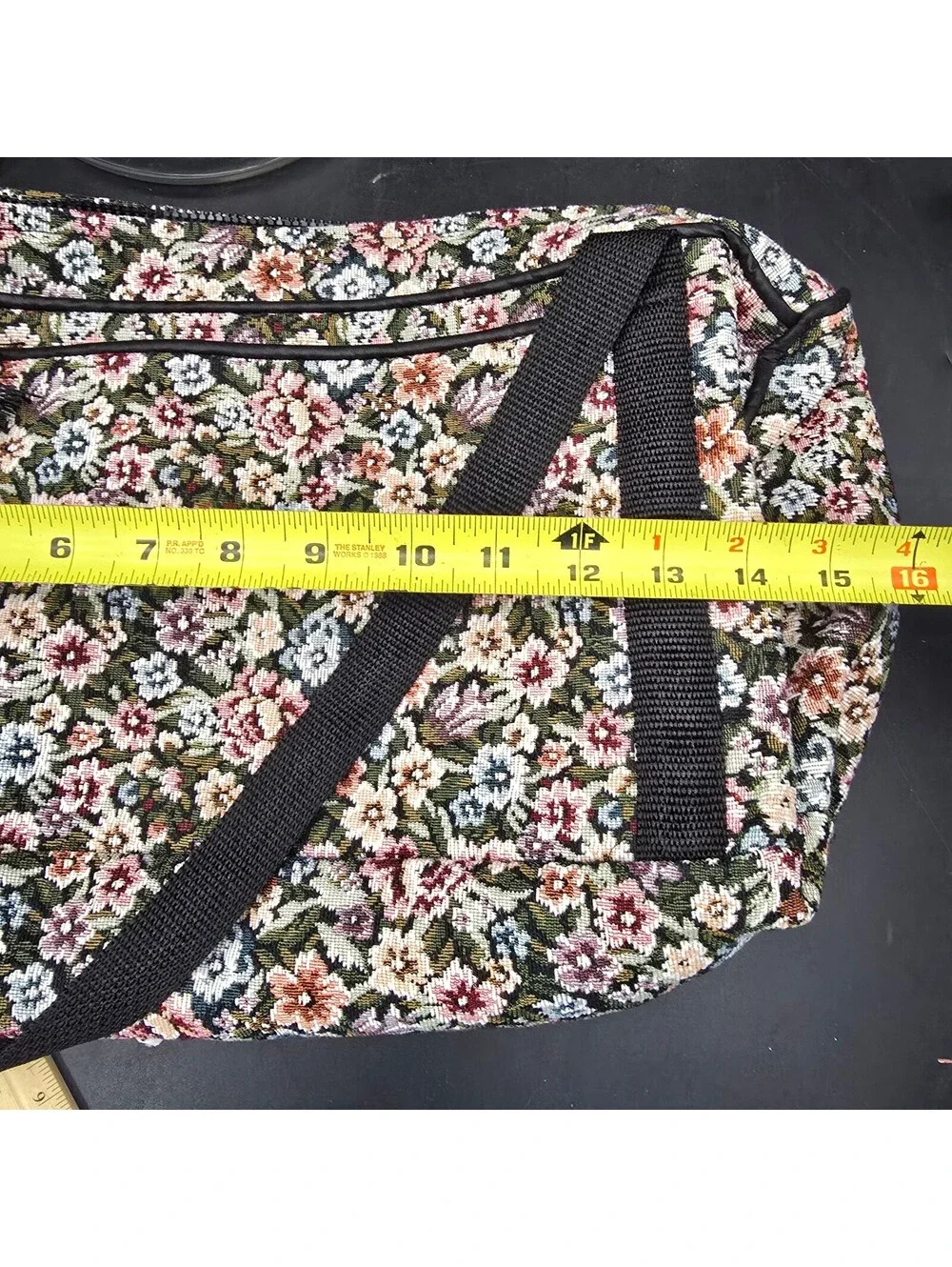 Vintage 90s Floral Tapestry Travel Bag Set 2pc Duffel Tote Makeup Cosmetic Case